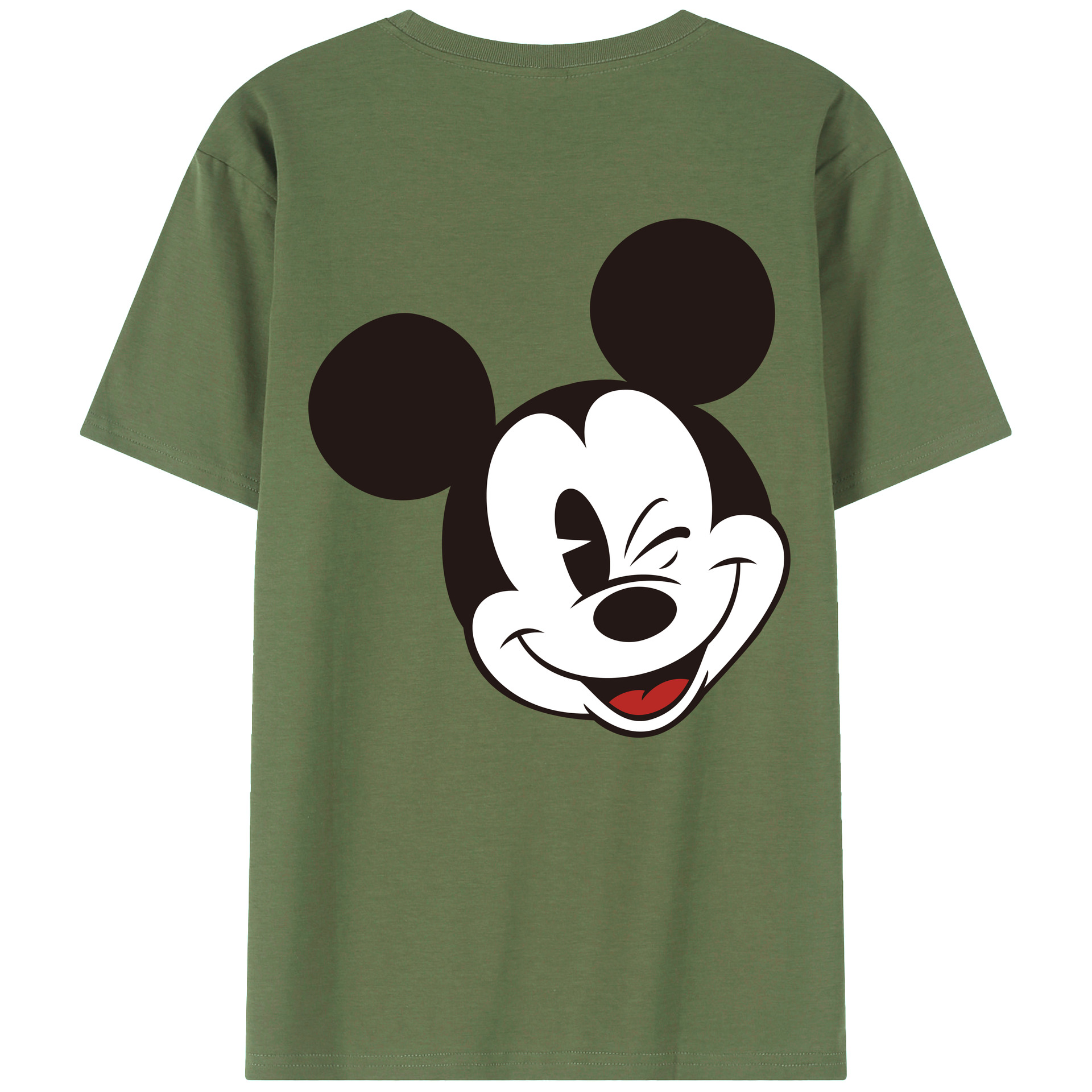 ミッキーマウス Mickey Mouse 綿100％ メンズ半袖Tシャツ（バックプリント） 通気性